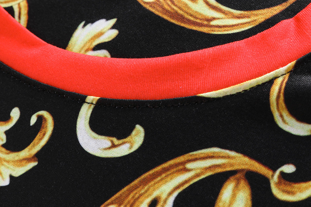 Brand New 100% Cotton Casual Polo Shirts for Men T-shirt O-neck Black Golden Digital Printing Tops Tees For Male T SHIRT Clothes