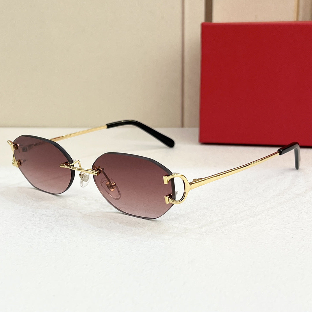 Carct0029 Fashion Topquality Frameless Holiday Gradient Cat Eye Hot Girl Women's Sunglasses Cool Men's Sunglasses