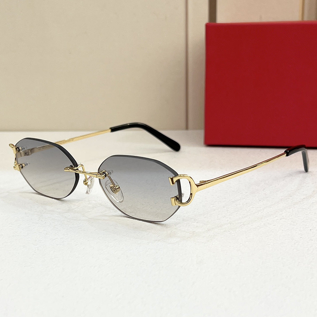 Carct0029 Fashion Topquality Frameless Holiday Gradient Cat Eye Hot Girl Women's Sunglasses Cool Men's Sunglasses