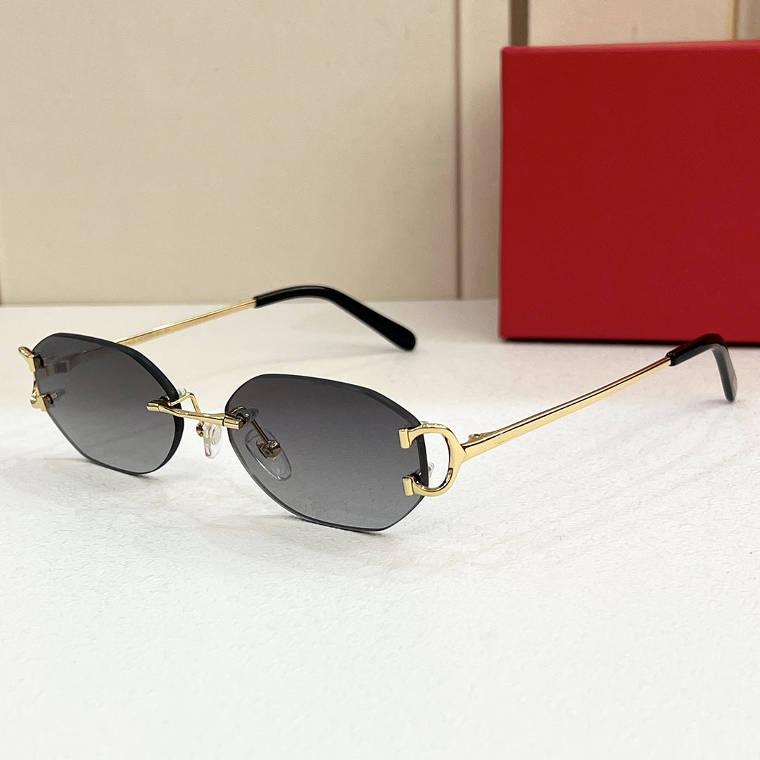 Carct0029 Fashion Topquality Frameless Holiday Gradient Cat Eye Hot Girl Women's Sunglasses Cool Men's Sunglasses