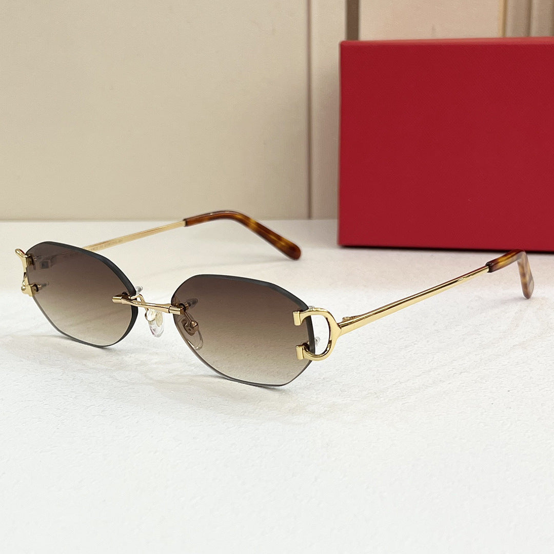 Carct0029 Fashion Topquality Frameless Holiday Gradient Cat Eye Hot Girl Women's Sunglasses Cool Men's Sunglasses