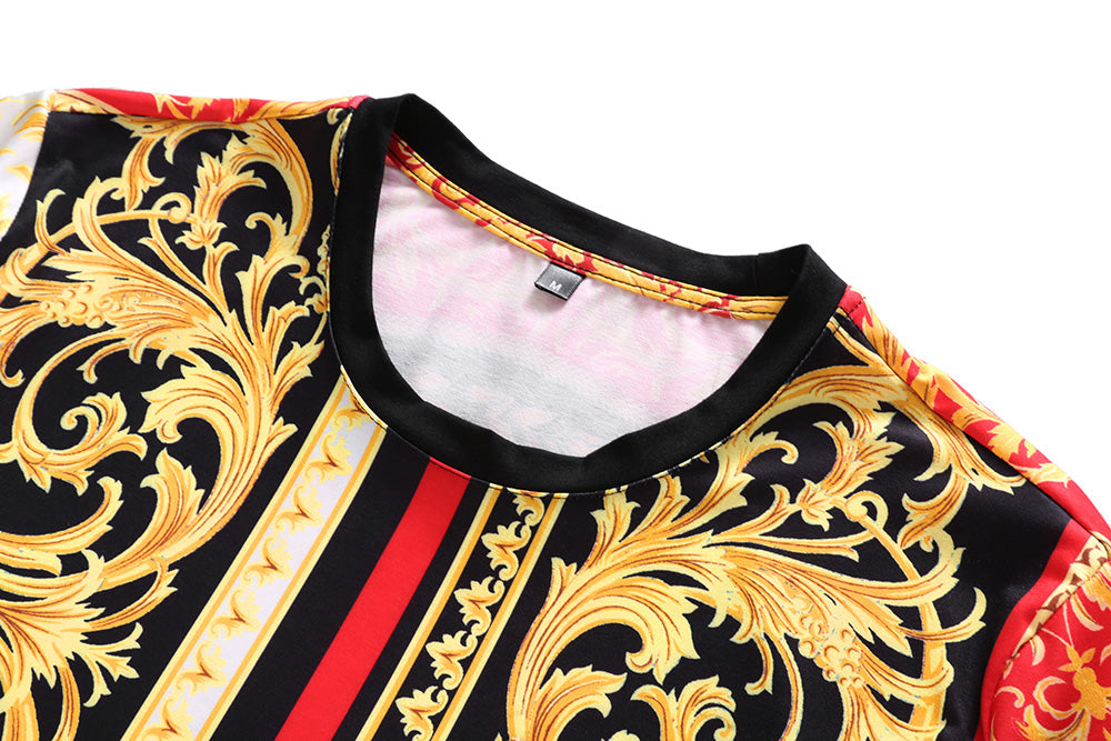 Brand New 100% Cotton Casual Polo Shirts for Men T-shirt O-neck Golden Red Digital Printing Tops Tees For Male T SHIRT Clothes