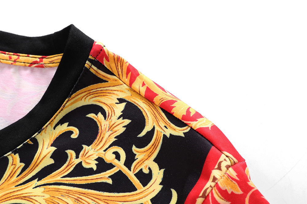Brand New 100% Cotton Casual Polo Shirts for Men T-shirt O-neck Golden Red Digital Printing Tops Tees For Male T SHIRT Clothes