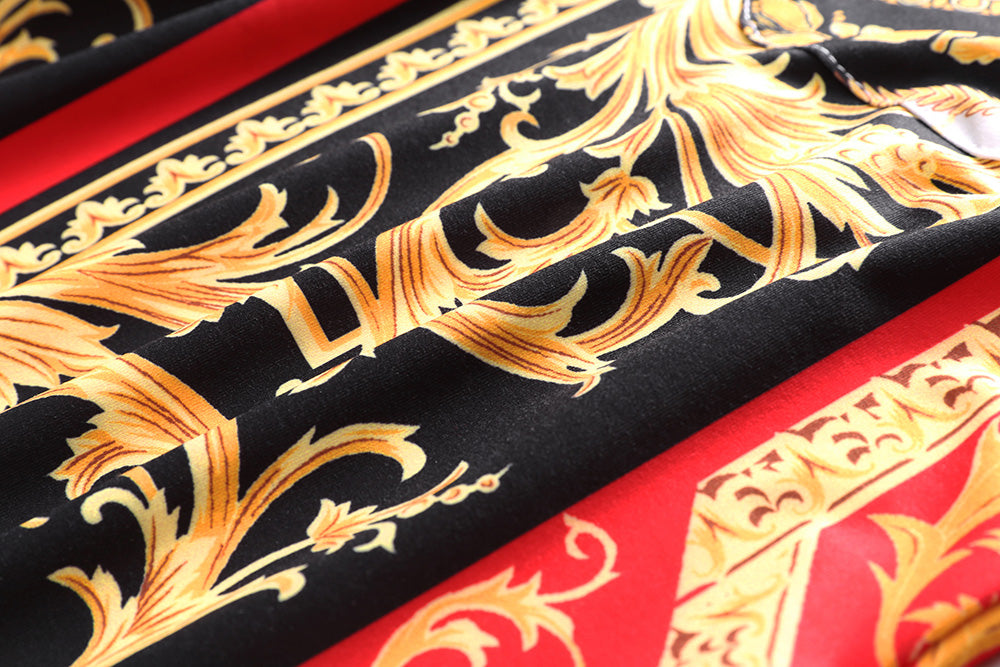 Brand New 100% Cotton Casual Polo Shirts for Men T-shirt O-neck Golden Red Digital Printing Tops Tees For Male T SHIRT Clothes