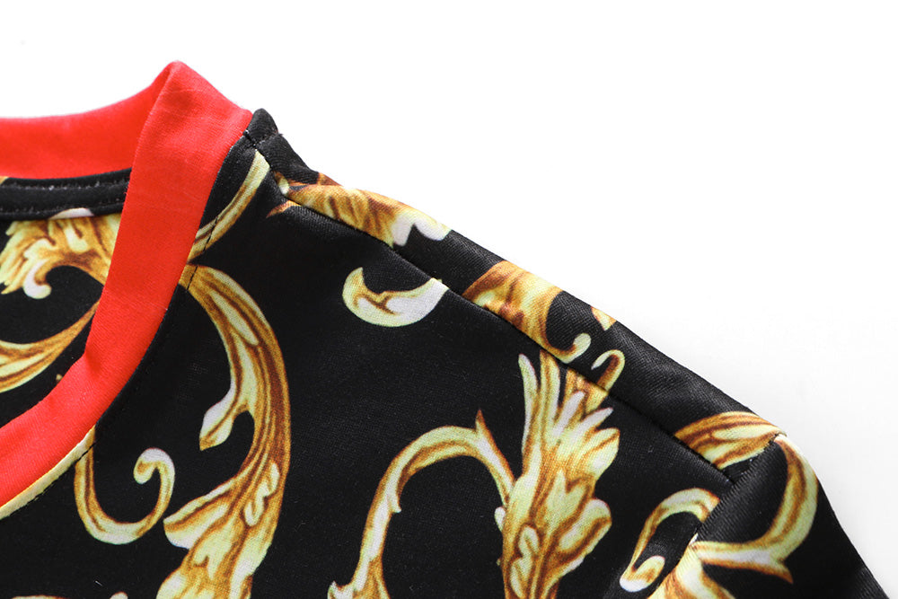 Brand New 100% Cotton Casual Polo Shirts for Men T-shirt O-neck Black Golden Digital Printing Tops Tees For Male T SHIRT Clothes