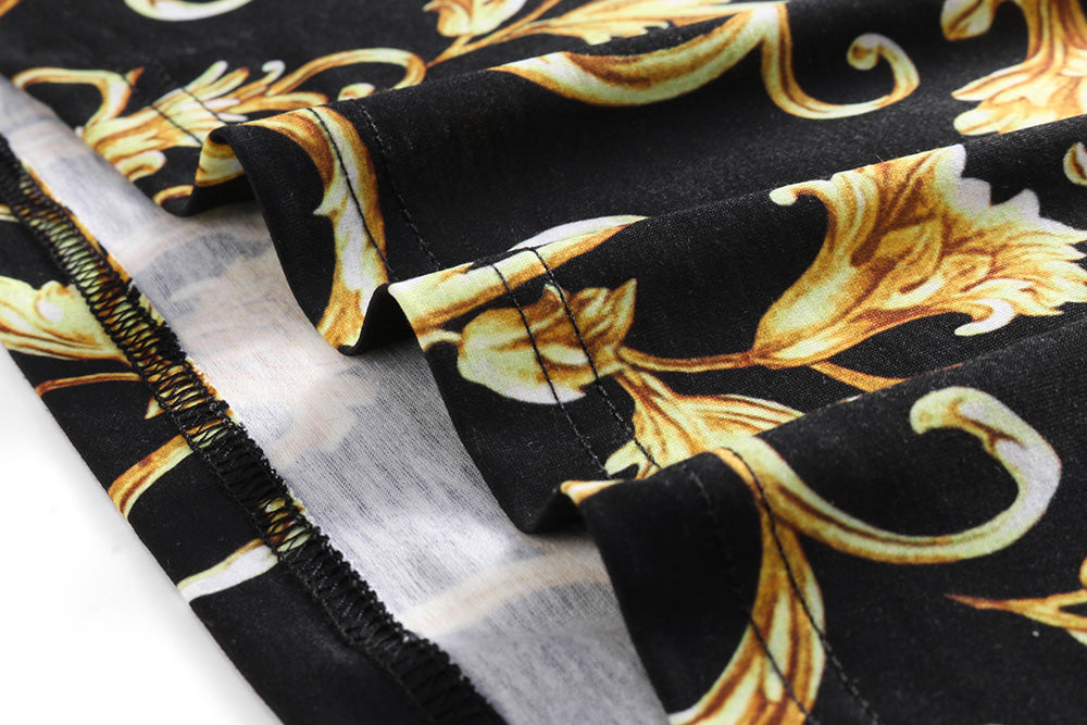 Brand New 100% Cotton Casual Polo Shirts for Men T-shirt O-neck Black Golden Digital Printing Tops Tees For Male T SHIRT Clothes