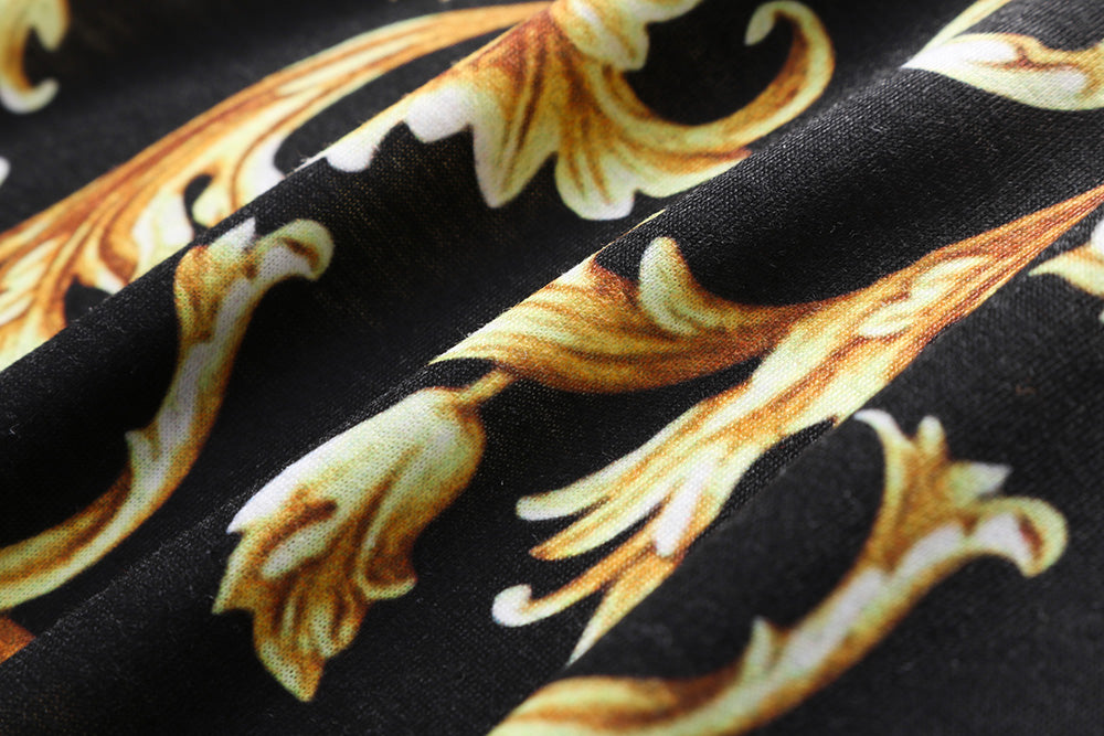 Brand New 100% Cotton Casual Polo Shirts for Men T-shirt O-neck Black Golden Digital Printing Tops Tees For Male T SHIRT Clothes